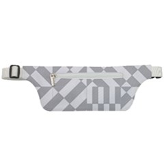 Truchet Tiles Grey White Pattern Active Waist Bag by SpinnyChairDesigns