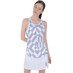 Truchet Tiles Grey White Pattern Racer Back Mesh Tank Top