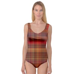 Madras Plaid Fall Colors Princess Tank Leotard  by SpinnyChairDesigns