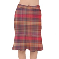 Madras Plaid Fall Colors Short Mermaid Skirt