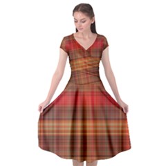 Madras Plaid Fall Colors Cap Sleeve Wrap Front Dress by SpinnyChairDesigns