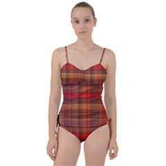 Madras Plaid Fall Colors Sweetheart Tankini Set by SpinnyChairDesigns