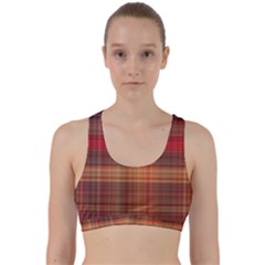 Madras Plaid Fall Colors Back Weave Sports Bra by SpinnyChairDesigns