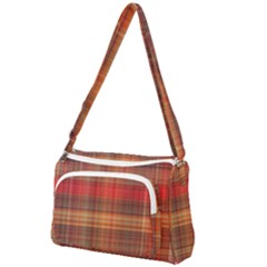 Madras Plaid Fall Colors Front Pocket Crossbody Bag by SpinnyChairDesigns