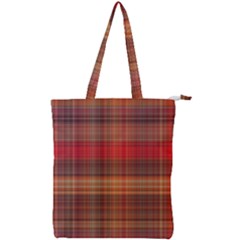 Madras Plaid Fall Colors Double Zip Up Tote Bag by SpinnyChairDesigns