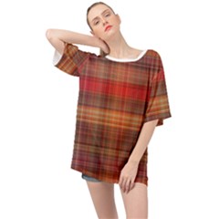 Madras Plaid Fall Colors Oversized Chiffon Top by SpinnyChairDesigns