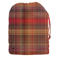 Madras Plaid Fall Colors Drawstring Pouch (3xl) by SpinnyChairDesigns