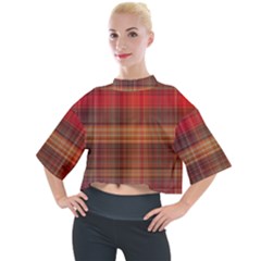 Madras Plaid Fall Colors Mock Neck Tee