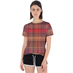 Madras Plaid Fall Colors Open Back Sport Tee