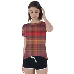 Madras Plaid Fall Colors Short Sleeve Foldover Tee by SpinnyChairDesigns