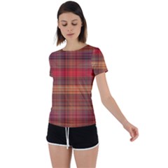 Madras Plaid Fall Colors Back Circle Cutout Sports Tee