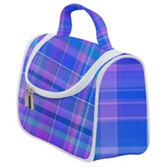 Madras Plaid Blue Purple Satchel Handbag by SpinnyChairDesigns