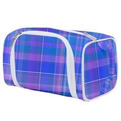 Madras Plaid Blue Purple Toiletries Pouch by SpinnyChairDesigns