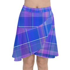 Madras Plaid Blue Purple Chiffon Wrap Front Skirt by SpinnyChairDesigns