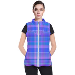 Madras Plaid Blue Purple Women s Puffer Vest by SpinnyChairDesigns