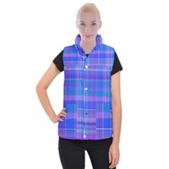 Madras Plaid Blue Purple Women s Button Up Vest by SpinnyChairDesigns