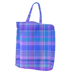 Madras Plaid Blue Purple Giant Grocery Tote by SpinnyChairDesigns