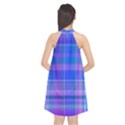 Madras Plaid Blue Purple Halter Neckline Chiffon Dress  View2