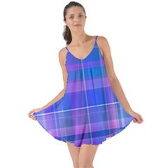 Madras Plaid Blue Purple Love The Sun Cover Up by SpinnyChairDesigns