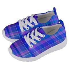 Madras Plaid Blue Purple Kids  Lightweight Sports Shoes by SpinnyChairDesigns