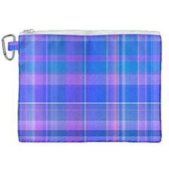 Madras Plaid Blue Purple Canvas Cosmetic Bag (xxl) by SpinnyChairDesigns