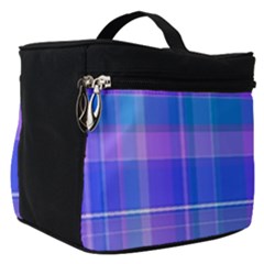 Madras Plaid Blue Purple Make Up Travel Bag (small) by SpinnyChairDesigns