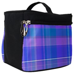 Madras Plaid Blue Purple Make Up Travel Bag (big) by SpinnyChairDesigns