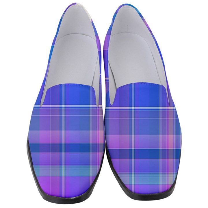 Madras Plaid Blue Purple Women s Classic Loafer Heels