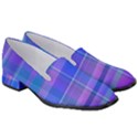 Madras Plaid Blue Purple Women s Classic Loafer Heels View3