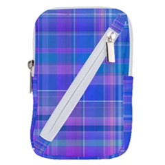 Madras Plaid Blue Purple Belt Pouch Bag (large) by SpinnyChairDesigns