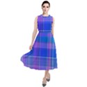 Madras Plaid Blue Purple Round Neck Boho Dress View1