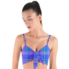 Madras Plaid Blue Purple Woven Tie Front Bralet by SpinnyChairDesigns