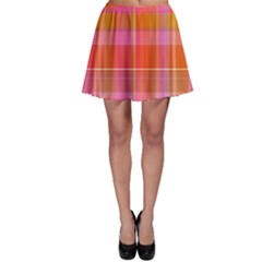 Pink Orange Madras Plaid Skater Skirt by SpinnyChairDesigns