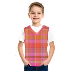 Pink Orange Madras Plaid Kids  Sportswear by SpinnyChairDesigns