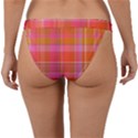 Pink Orange Madras Plaid Band Bikini Bottom View2