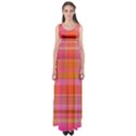 Pink Orange Madras Plaid Empire Waist Maxi Dress View1