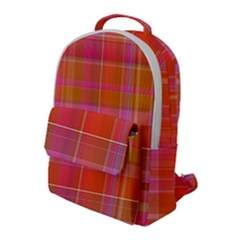 Pink Orange Madras Plaid Flap Pocket Backpack (large) by SpinnyChairDesigns