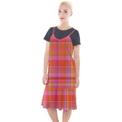 Pink Orange Madras Plaid Camis Fishtail Dress