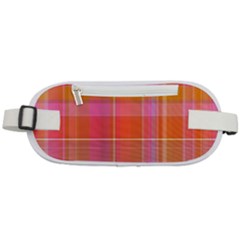 Pink Orange Madras Plaid Rounded Waist Pouch by SpinnyChairDesigns