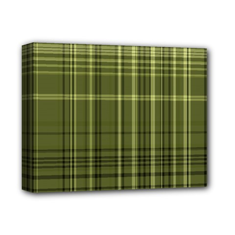 Green Madras Plaid Deluxe Canvas 14  X 11  (stretched) by SpinnyChairDesigns