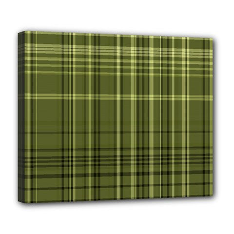 Green Madras Plaid Deluxe Canvas 24  X 20  (stretched) by SpinnyChairDesigns