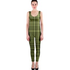 Green Madras Plaid One Piece Catsuit by SpinnyChairDesigns