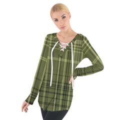 Green Madras Plaid Tie Up Tee by SpinnyChairDesigns