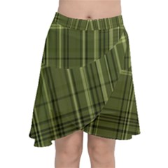 Green Madras Plaid Chiffon Wrap Front Skirt by SpinnyChairDesigns