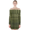 Green Madras Plaid Long Sleeve Off Shoulder Dress View1