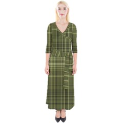 Green Madras Plaid Quarter Sleeve Wrap Maxi Dress by SpinnyChairDesigns