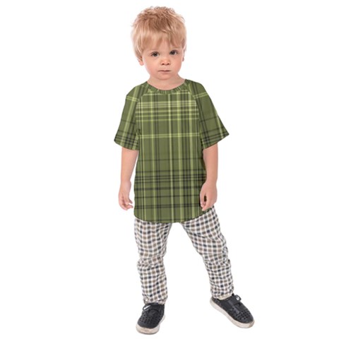 Green Madras Plaid Kids  Raglan Tee by SpinnyChairDesigns