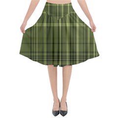 Green Madras Plaid Flared Midi Skirt by SpinnyChairDesigns