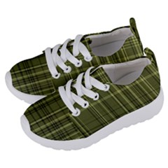 Green Madras Plaid Kids  Lightweight Sports Shoes by SpinnyChairDesigns