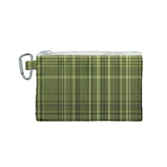 Green Madras Plaid Canvas Cosmetic Bag (small) by SpinnyChairDesigns